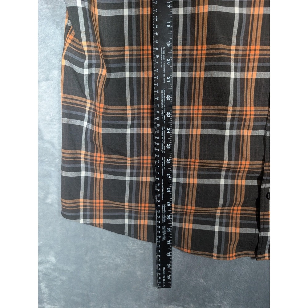 Harley-Davidson Shirt Mens 2XL Black Orange Plaid Short Sleeve Button Up Casual - Picture 2 of 7
